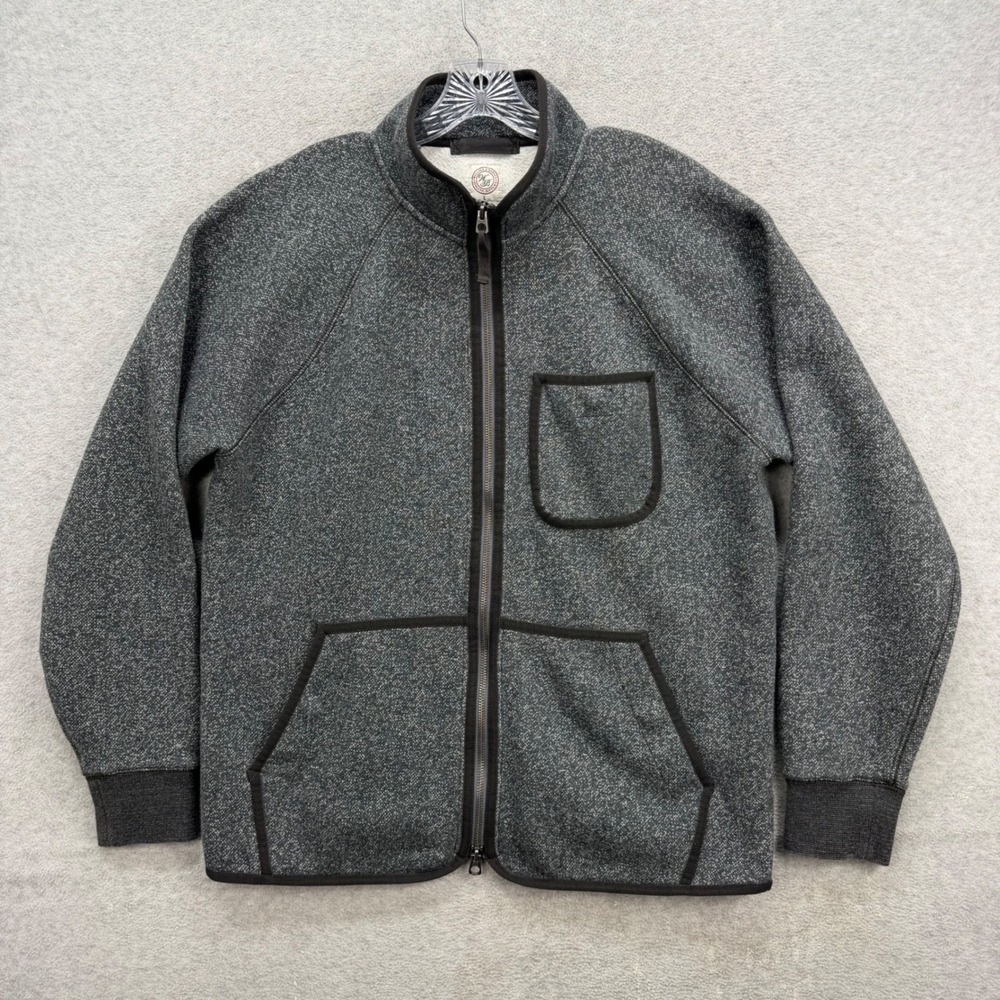 Wallace & Barnes Full Zip Fleece‎ Jacket Mens Large Gray Salt Pepper BC007